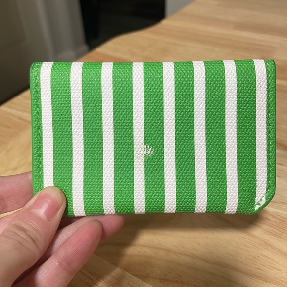 Kate Spade Green & White Striped Card Holder -Limited Edition -NWOT - Picture 2 of 4